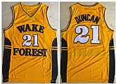 Wake Forest Demon Deacons 21 Tim Duncan Yellow College Basketball Jersey,baseball caps,new era cap wholesale,wholesale hats